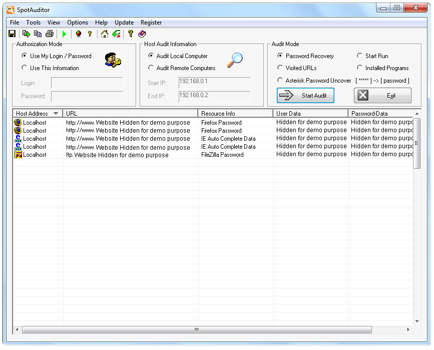 SpotAuditor screen shot